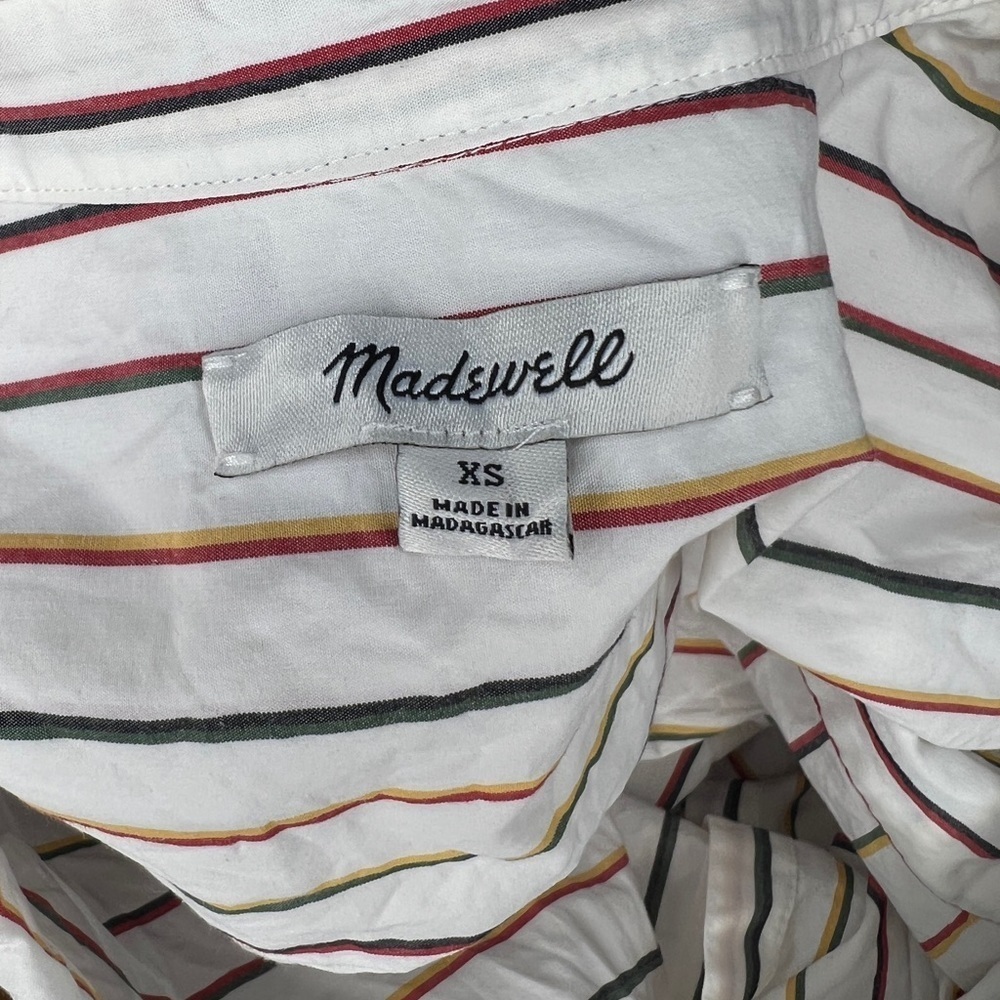 Madewell Womens Blouse Size XS White Striped Button Up Short Sleeve 100% Cotton - Picture 5 of 5